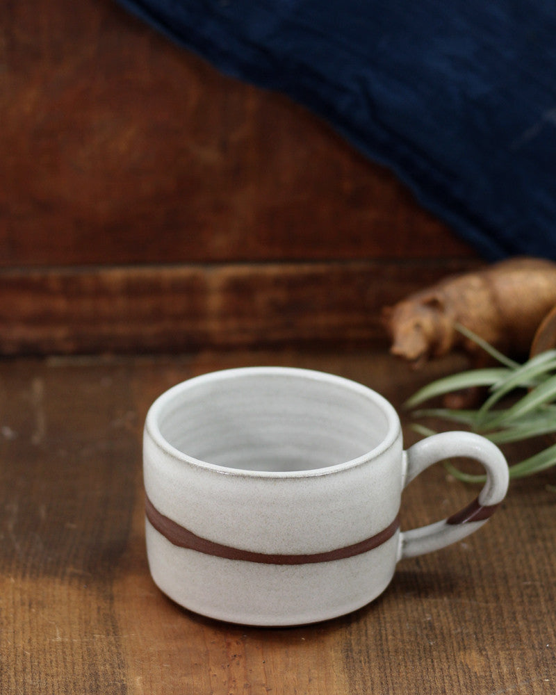 White Stripe Stoneware Mug