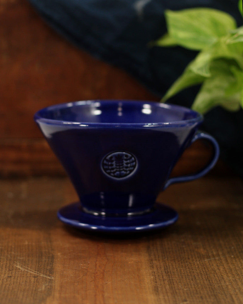 Glazed Blue Ceramic Drip Coffee Filter