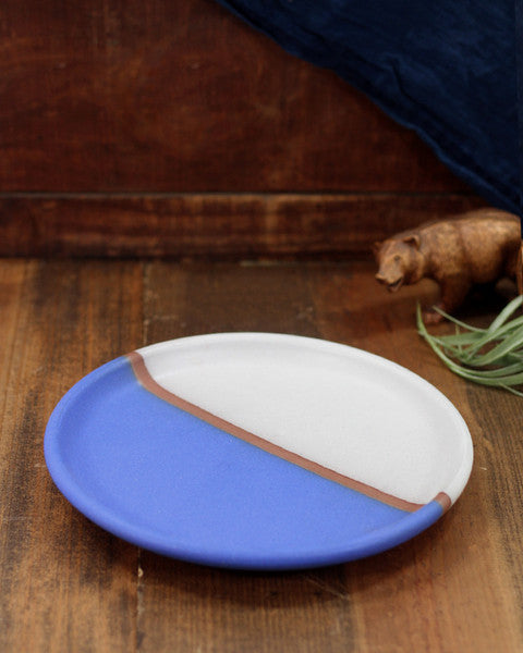Blue and White Stripe Stoneware Plate